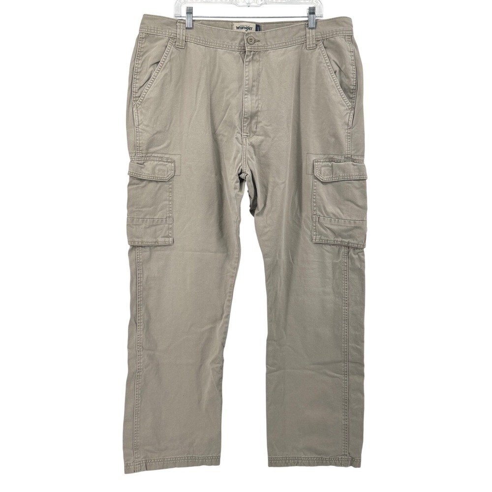 Wrangler Cargo Pants Mens 38x29 Genuine Tan Khaki Straight Leg Utility Workwear